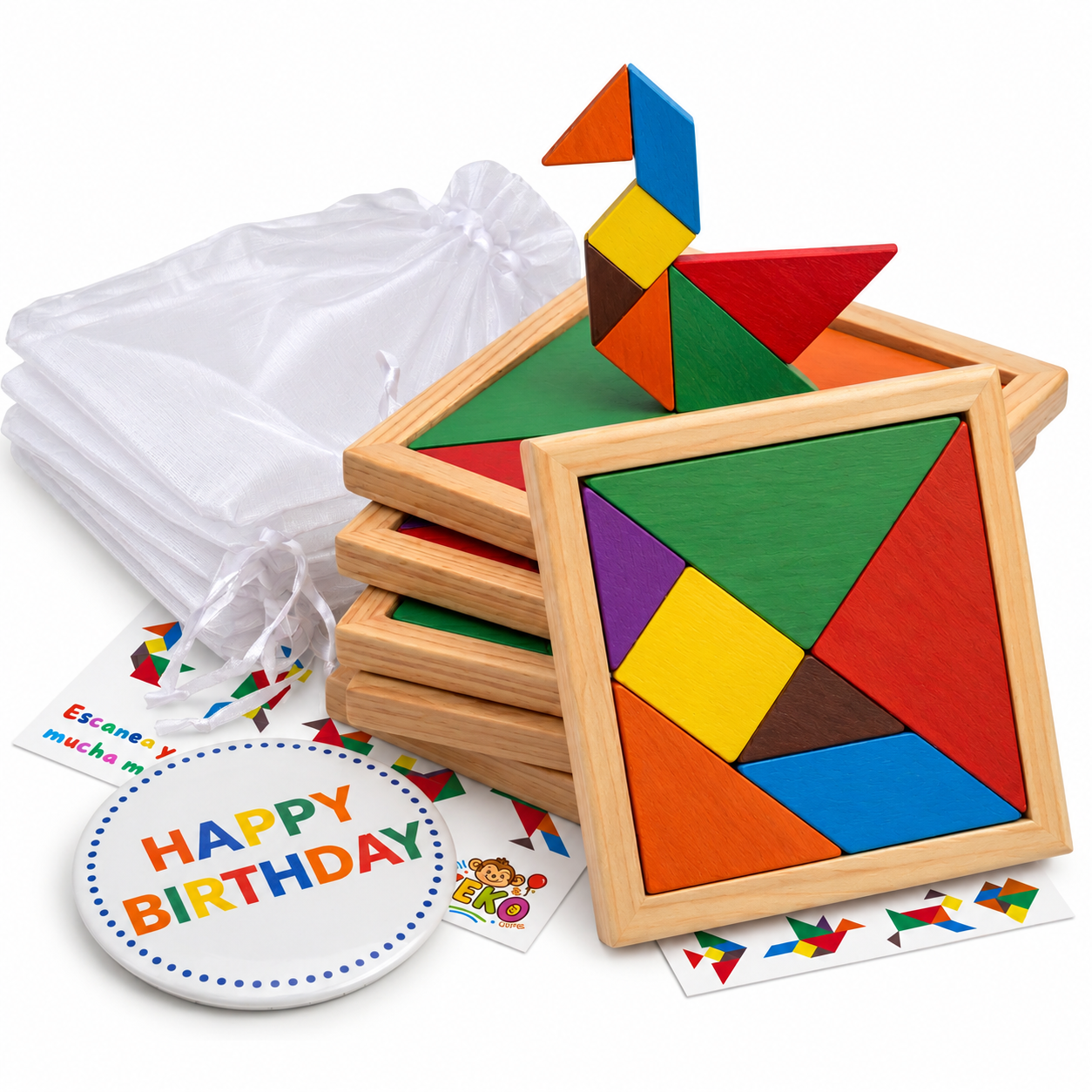 30 Tangrams de Madera para Niños
